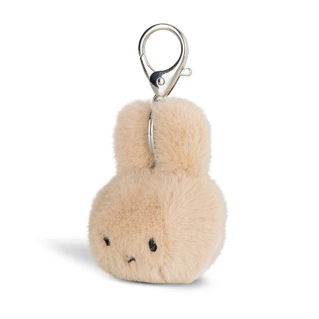 Beiger Miffy Plüschkopf Schlüsselanhänger mit Schlüsselring – von schräg vorne