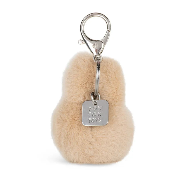 Beiger Miffy Plüschkopf Schlüsselanhänger von hinten mit silbernem Bon Ton Toys Anhänger