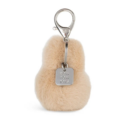 Beiger Miffy Plüschkopf Schlüsselanhänger von hinten mit silbernem Bon Ton Toys Anhänger