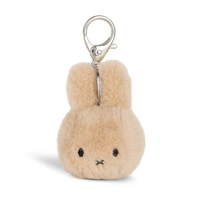 Beiger Miffy Plüschkopf Schlüsselanhänger mit Schlüsselring – von vorne