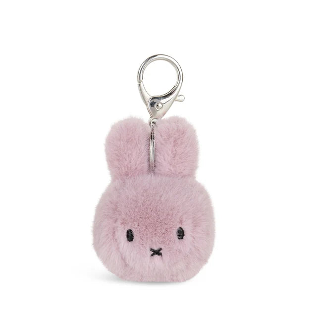 Violetter Miffy Plüschkopf Schlüsselanhänger mit Schlüsselring – von vorne