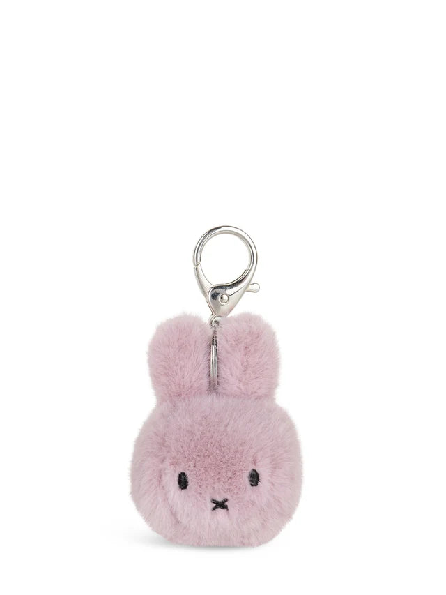 Violetter Miffy Plüschkopf Schlüsselanhänger mit Schlüsselring – von vorne