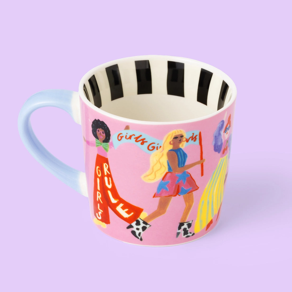 Statement-Tasse „GIRL POWER“ von Eleanor Bowmer mit bunten Mädchen und wehenden Fähnchen