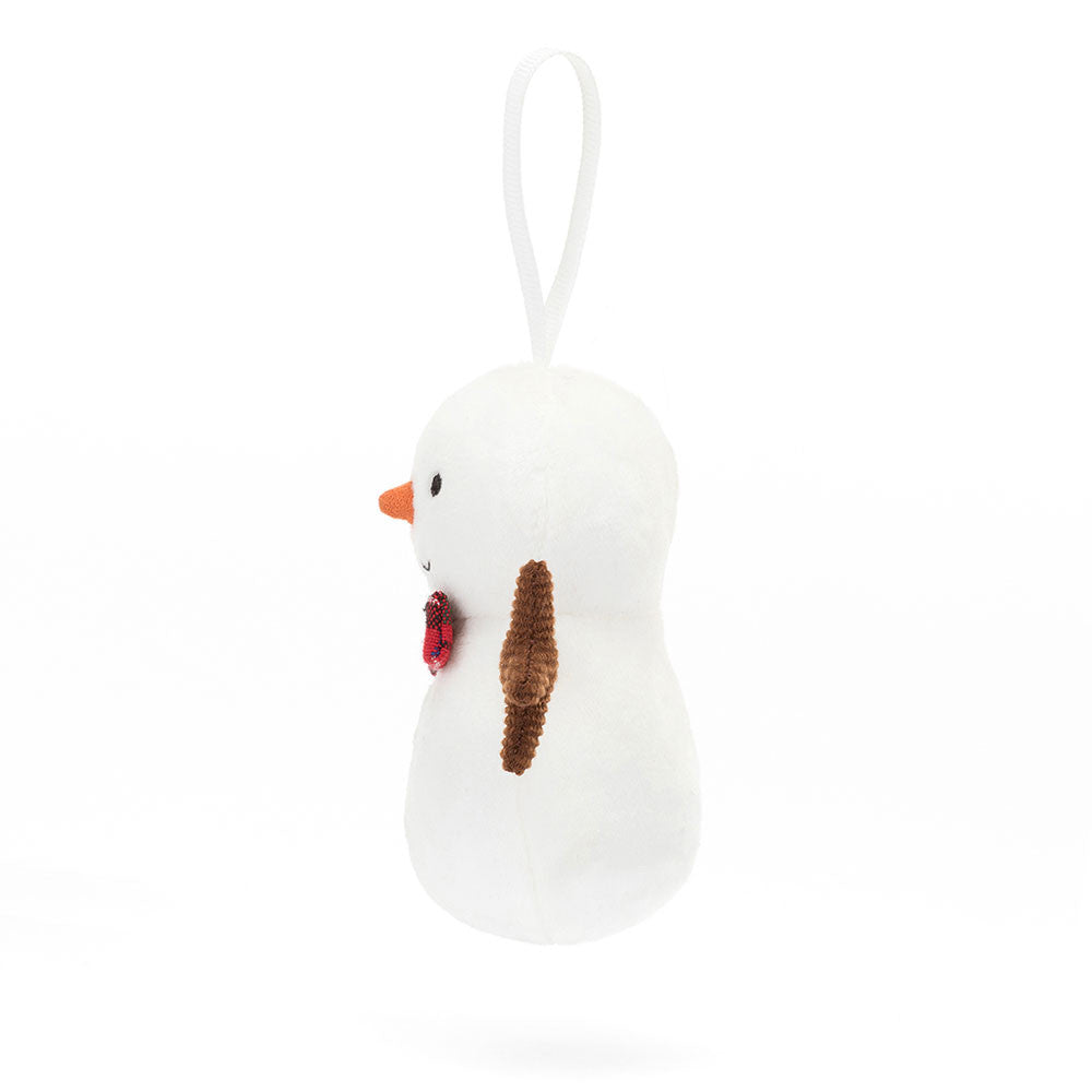 Seitenansicht Festive Follw Snowman von Jellycat.