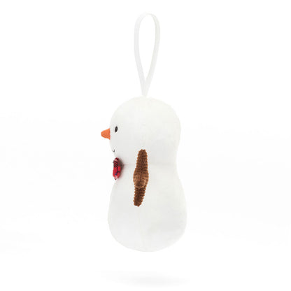 Seitenansicht Festive Follw Snowman von Jellycat.