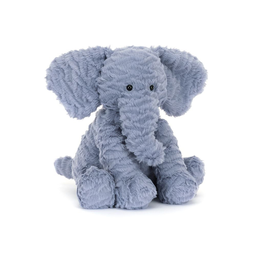 Jellycat Fuddlewuddle Elephant – grau-blauer Kuschelelefant mit weichem Fell