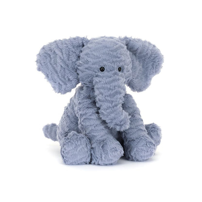 Jellycat Fuddlewuddle Elephant – grau-blauer Kuschelelefant mit weichem Fell
