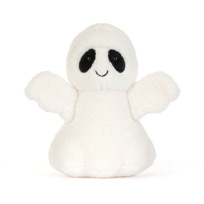 Jellycat Ghost Bob Plüschgeist aus der Halloween-Kollektion in Weiß mit schwarzem Lachgesicht