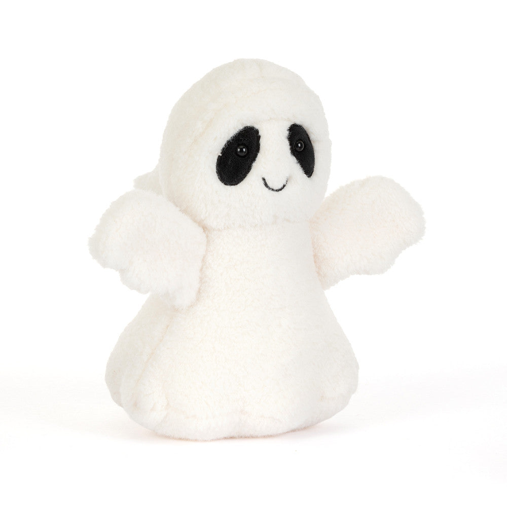 Jellycat Ghost Bob Plüschgeist weiß mit Lachgesicht aus der Halloween-Kollektion von vorne