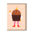 Grußkarte mit Umschlag: Cupcake mit Partyhut.