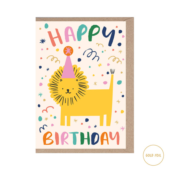 Grußkarte mit Umschlag - Happy Birthday Löwe