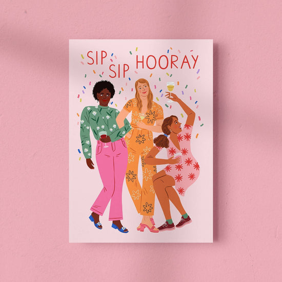 Grußkarte mit Umschlag: Geburtstagskarte Sip Sip Hooray