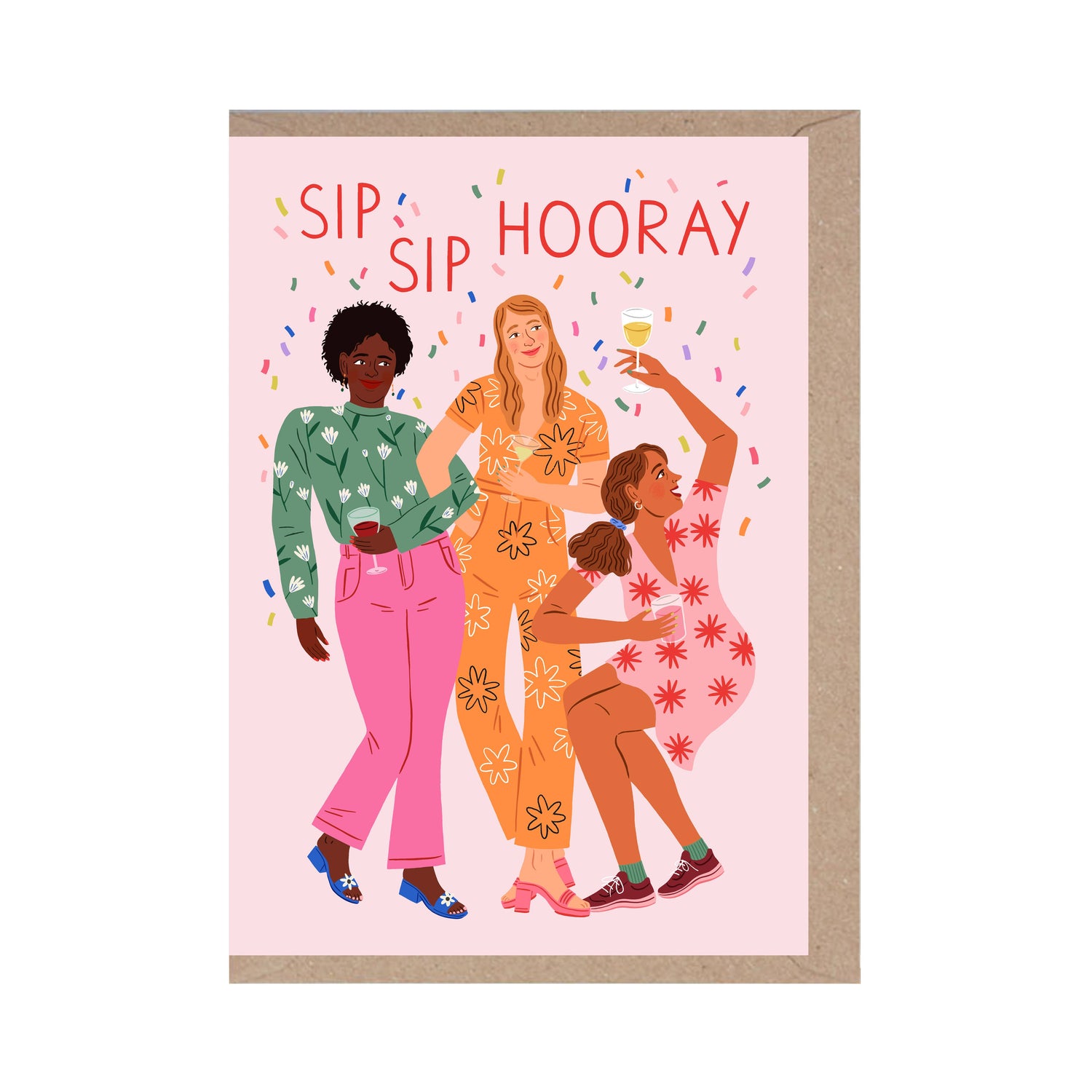 Grußkarte mit Umschlag: Geburtstagskarte Sip Sip Hooray