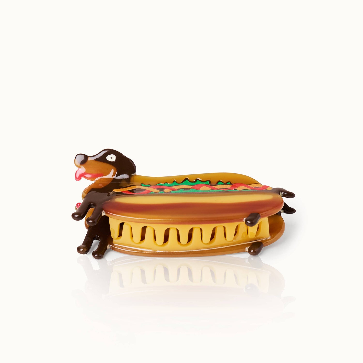 Haarklammer Dackel im Hot Dog Brötchen von by Vivi.