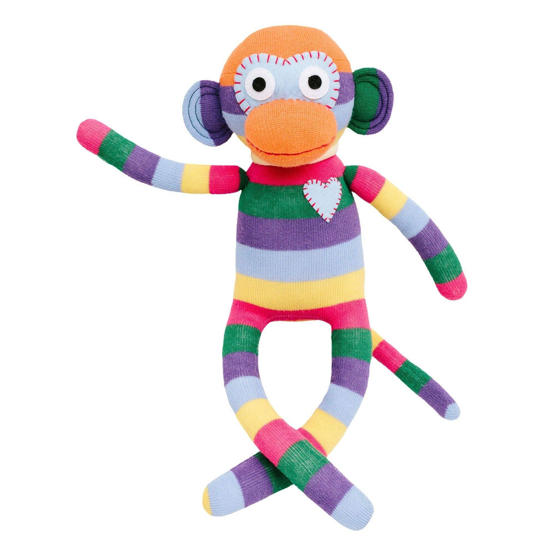 Sockenaffe 40cm von Hickups in der Variante Regenbogen bunt gestreift.