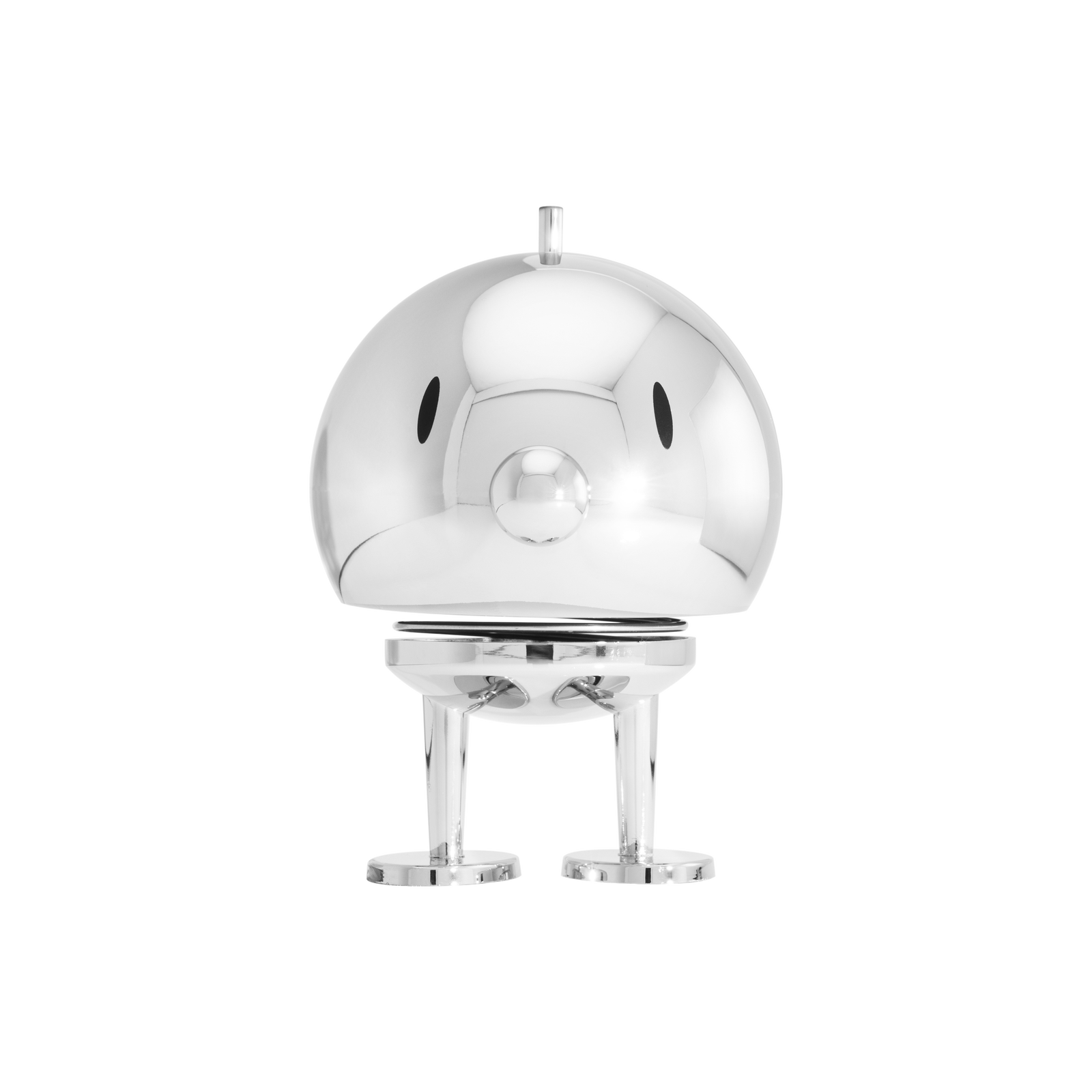 Hoptimist „Bumble“, L, Chrome – fröhliche Wackelfigur, Designfigur und kleiner Glücksbringer für Zuhause &amp; Büro
