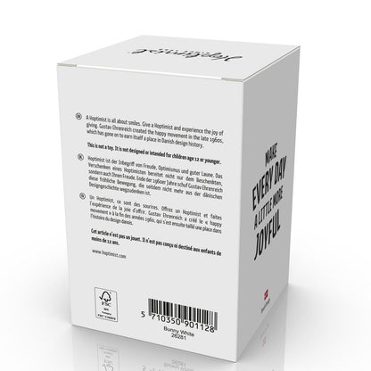 Hoptimist Bunny in Weiß, Höhe 9 cm, mit süßen Öhrchen, hüpfende Figur als Osterdeko oder kleine Aufmerksamkeit zu Ostern