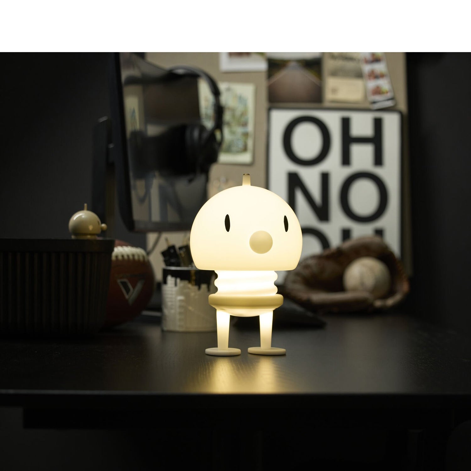 Hoptimist Soft PE-Lampe XL in Weiß, kabellose Tischlampe mit Touch-Funktion im Bumble-Design, 23 cm hoch