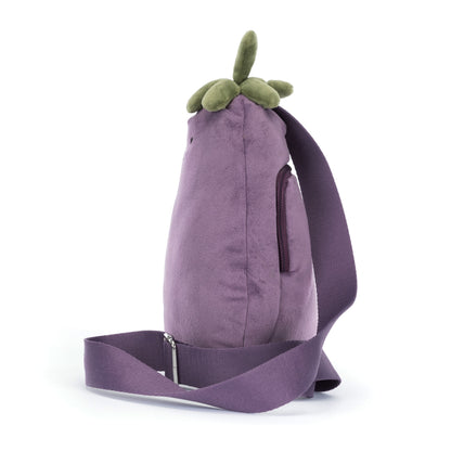 Jellycat Aubergine Bum Bag / Bauchtasche aus weichem Plüsch, lässig, praktisch, zum Umhängen