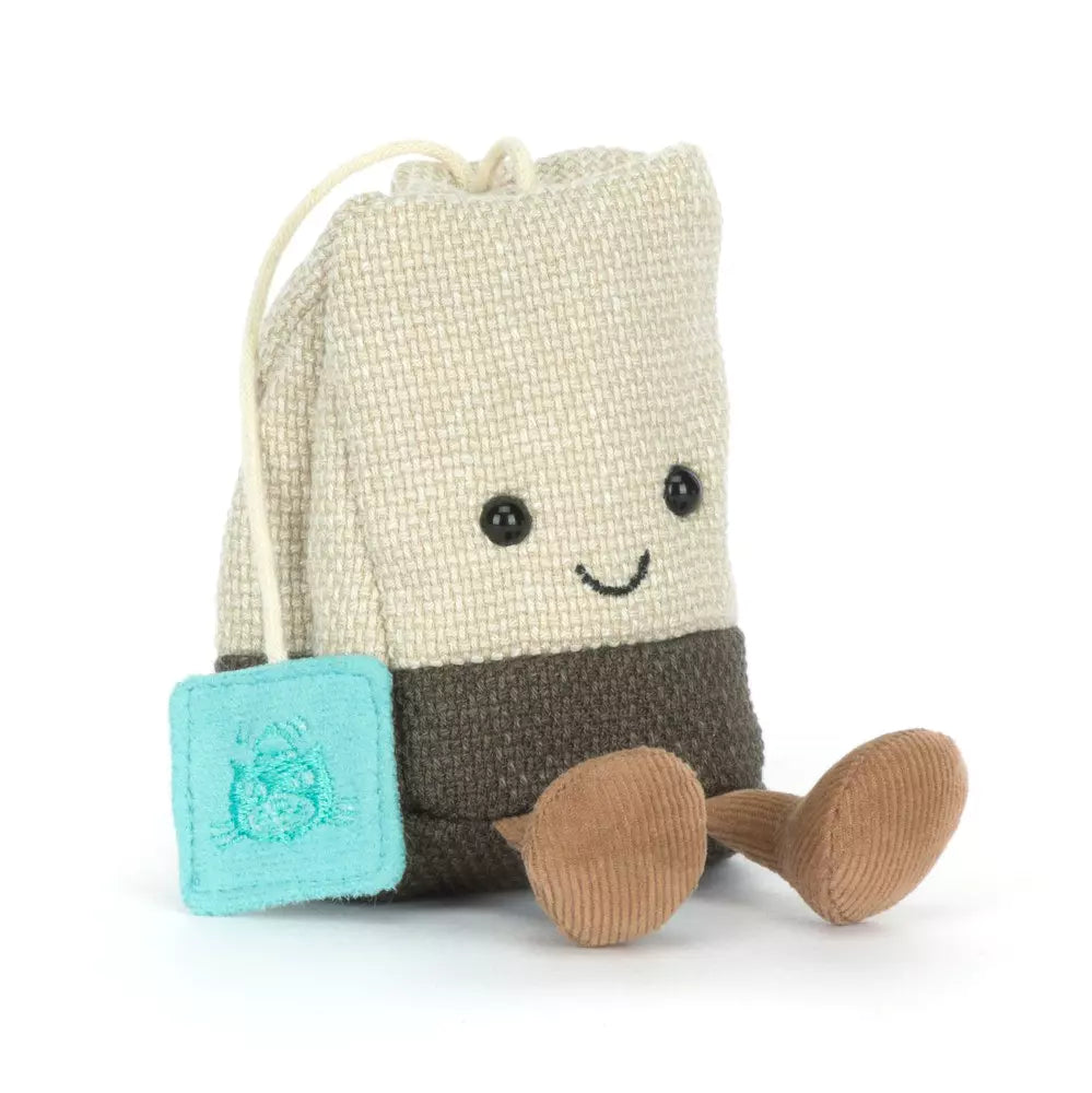 Jellycat Amuseables Steepy Tea Bag, Teebeutel aus Stoff mit lächelndem Gesicht und Beinchen
