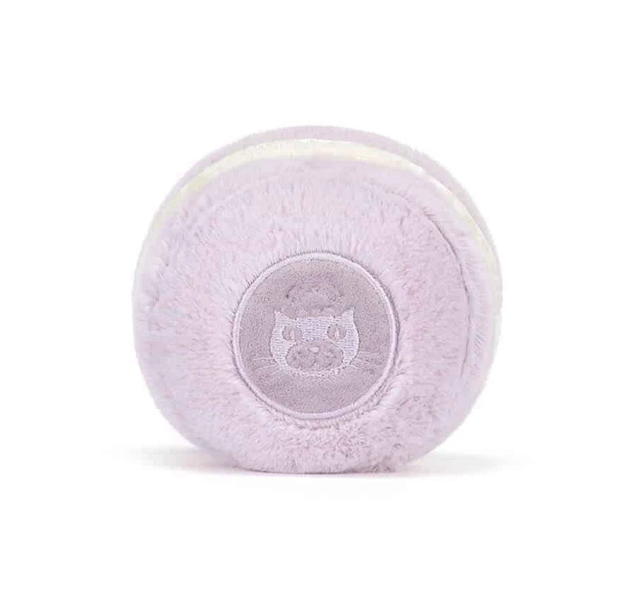 Jellycat Amuseables May Macaron Lavendel, sitzendes Kuscheltier-Macaron mit fröhlichem Gesicht und Füßen