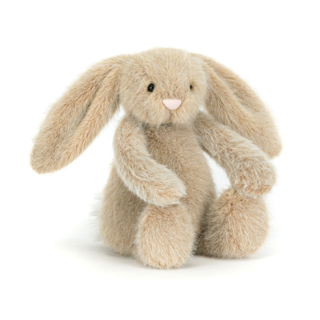 Jellycat Oat Flufflet Bunny, Kuscheltier Hase mit beigem Fell, weißem Puschelschwanz und langen Schlappohren