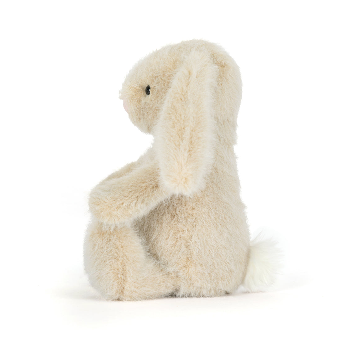 Jellycat Wheat Flufflet Bunny, Kuscheltier Hase mit hellbeigem Fell, weißem Puschelschwanz und langen Schlappohren