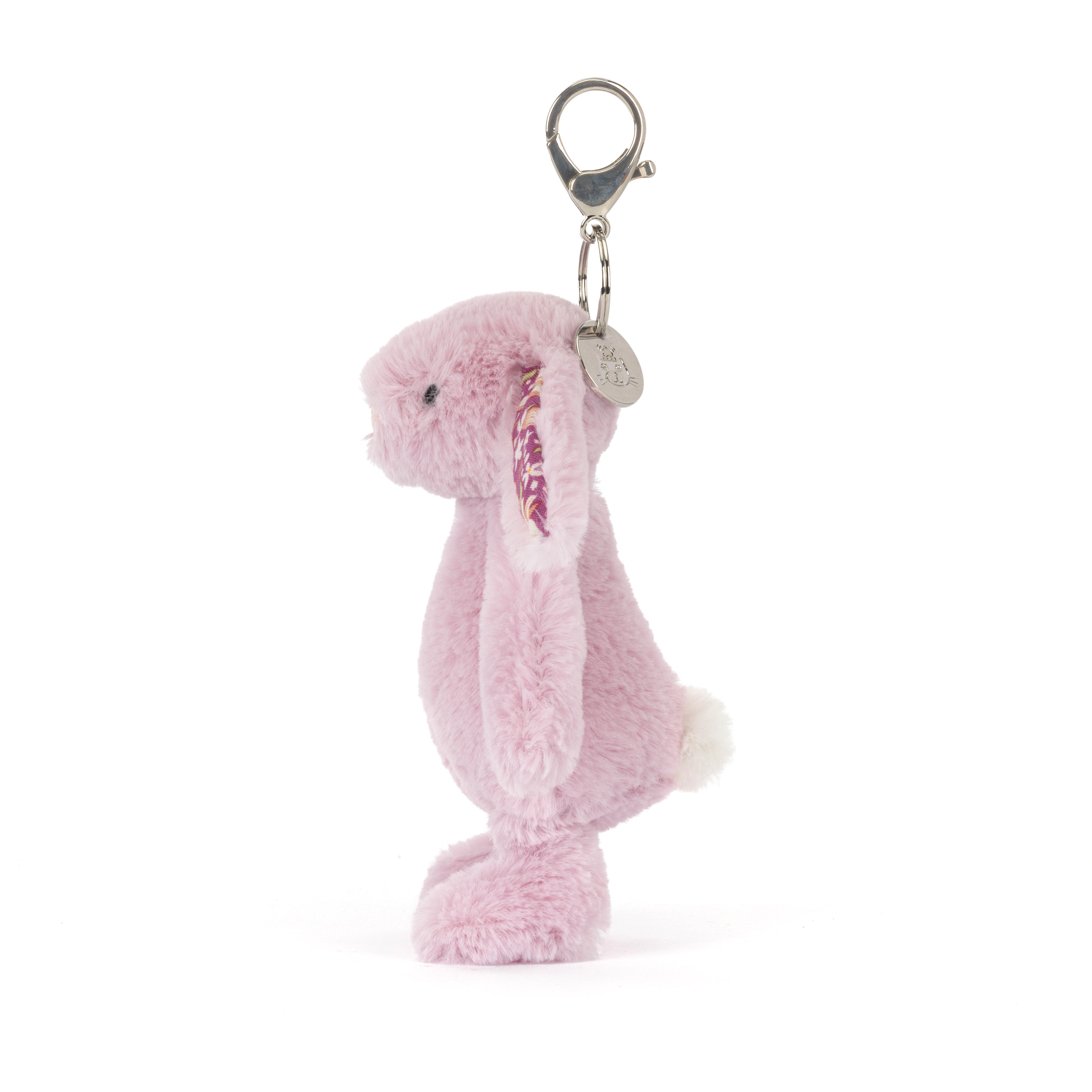 Jellycat Thistlepop Blossom Bunny Bag Charm, rosa Plüsch-Hase mit Pflanzenverzierungen als Taschen- oder Schlüsselanhänger