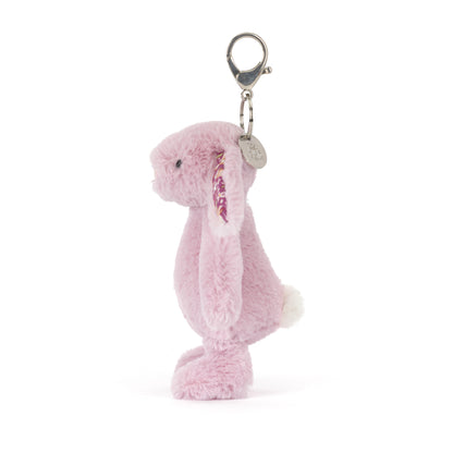 Jellycat Thistlepop Blossom Bunny Bag Charm, rosa Plüsch-Hase mit Pflanzenverzierungen als Taschen- oder Schlüsselanhänger