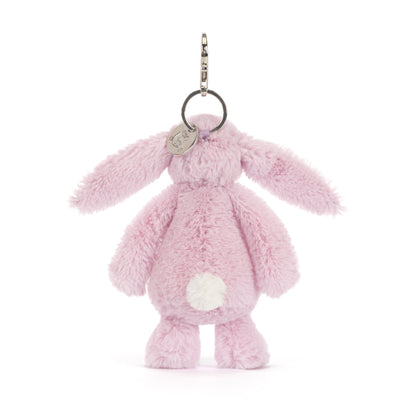 Jellycat Thistlepop Blossom Bunny Bag Charm, rosa Plüsch-Hase mit Pflanzenverzierungen als Taschen- oder Schlüsselanhänger