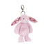 Jellycat Thistlepop Blossom Bunny Bag Charm, rosa Plüsch-Hase mit Pflanzenverzierungen als Taschen- oder Schlüsselanhänger