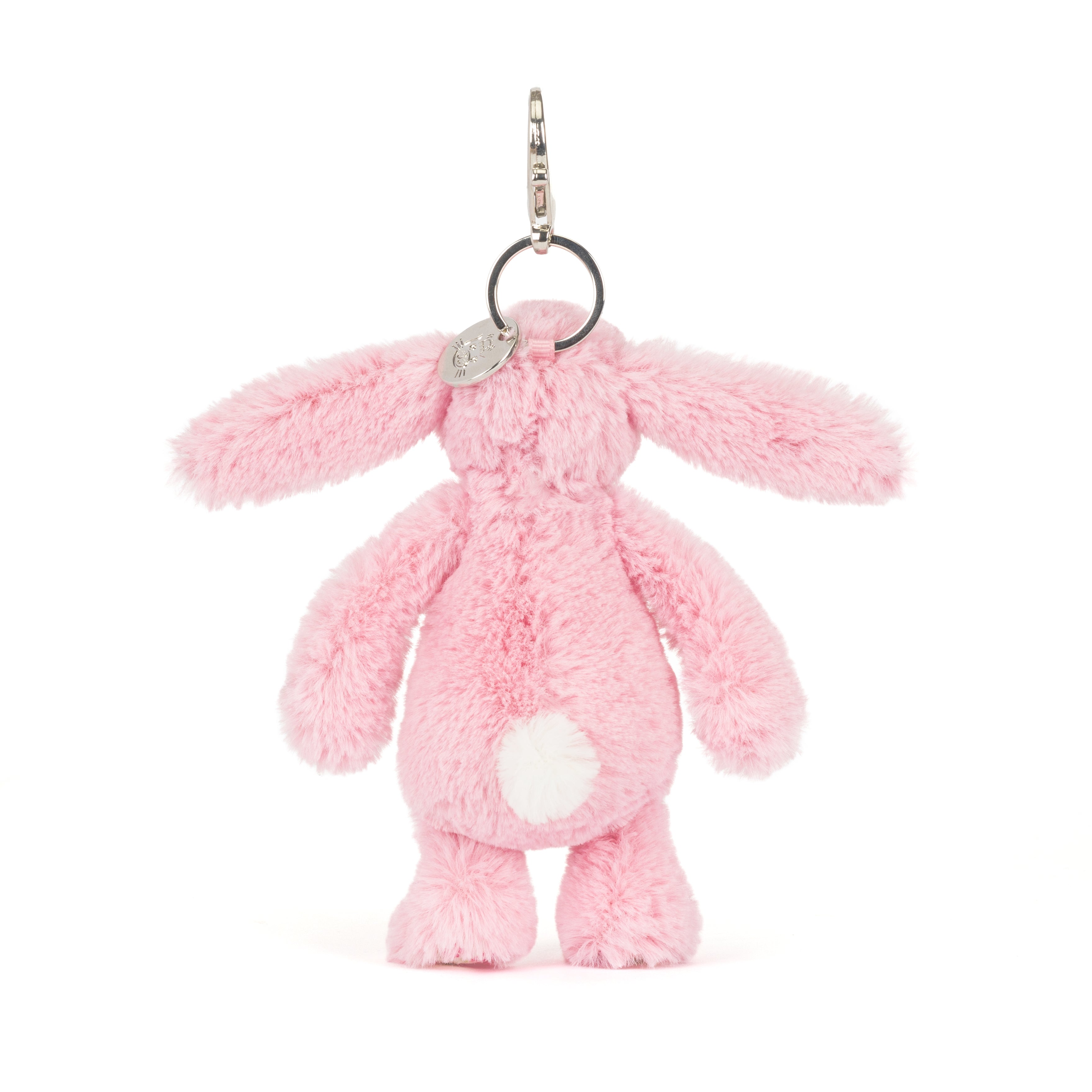 Jellycat Blushkin Blossom Bunny Bag Charm Mini, rosa-Plüschhase mit Rosenverzierungen als Taschen- oder Schlüsselanhänger