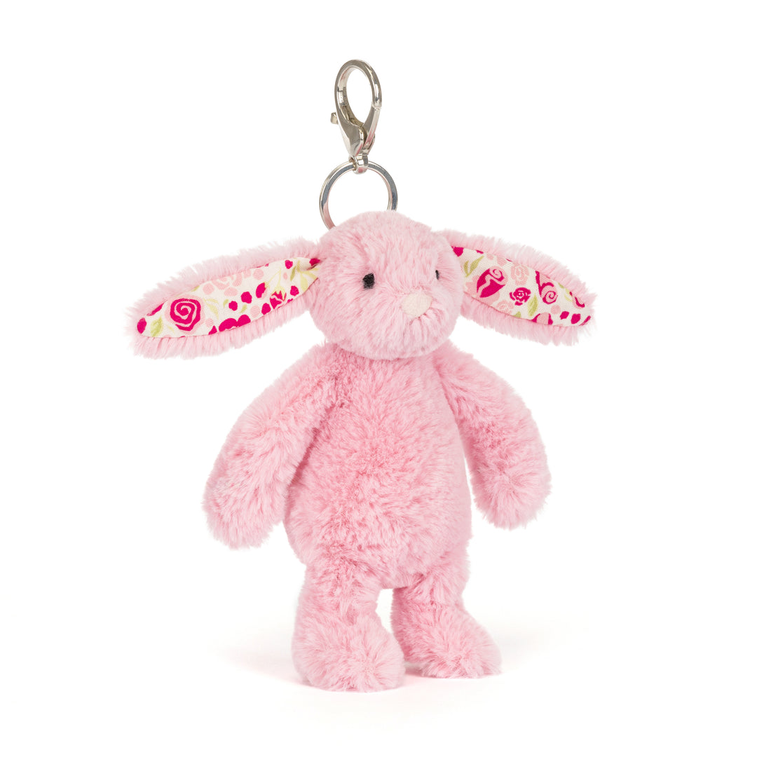 Jellycat Blushkin Blossom Bunny Bag Charm Mini, rosa-Plüschhase mit Rosenverzierungen als Taschen- oder Schlüsselanhänger