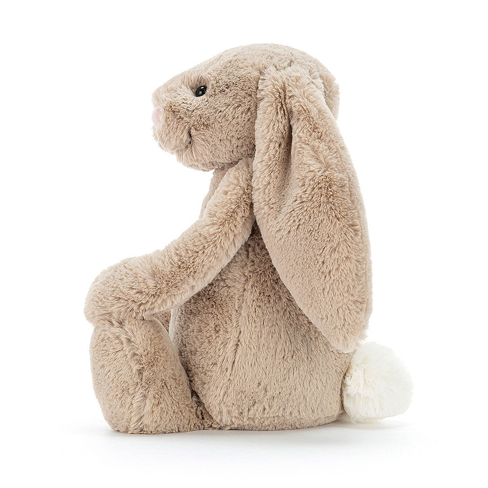 Jellycat Bashful Beige Bunny Kuscheltier in Beige, weiches Plüschtier in sitzender Position, klassischer Hasen-Kuschelfreund mit Hängeohren