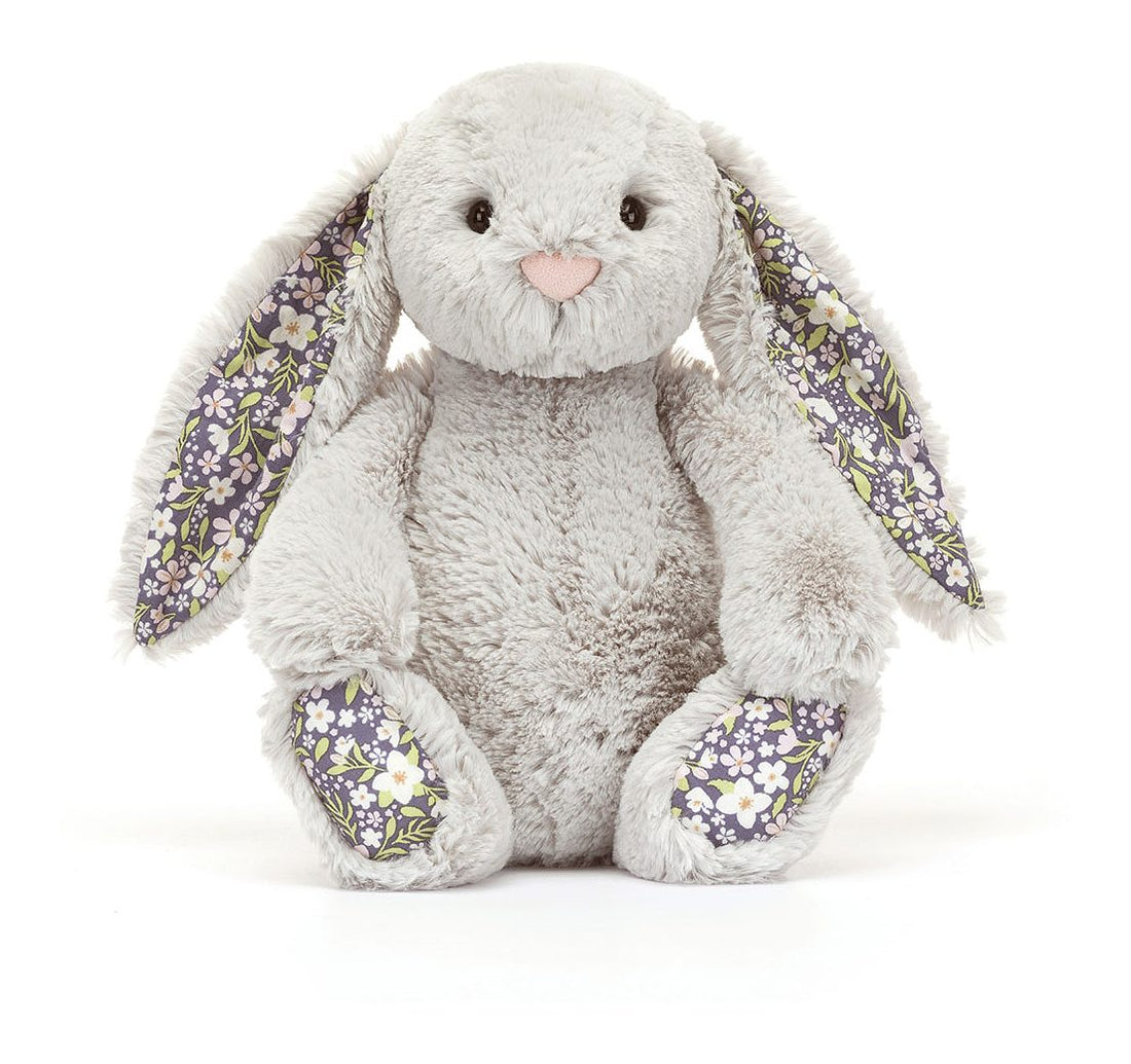 Jellycat Blossom Silver Bunny Bloom Kuscheltier mit Blumen-Ohren und Fußsohlen, süßer Plüschhase von Nica&