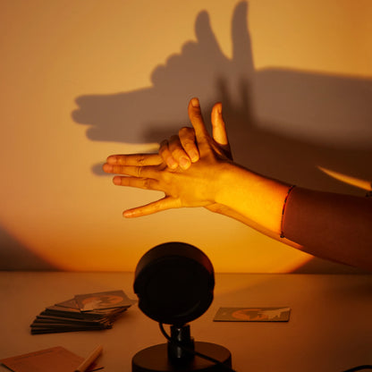 Shadow Game von Kikkerland, kreatives Schattenspiel mit USB-Lampe und Tierkarten für leichte Schattenfiguren und Ratespaß