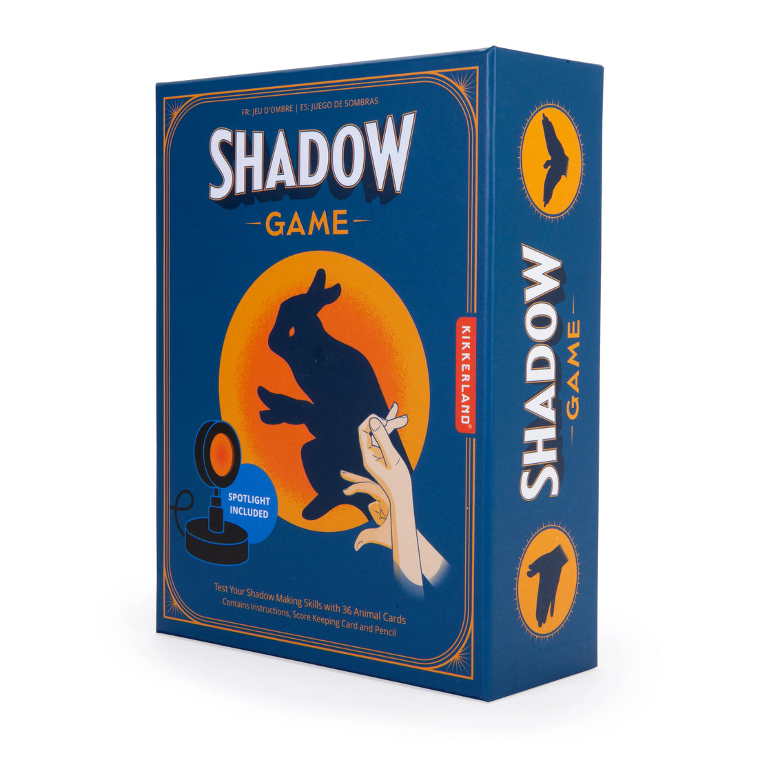 Shadow Game von Kikkerland, kreatives Schattenspiel mit USB-Lampe und Tierkarten für leichte Schattenfiguren und Ratespaß