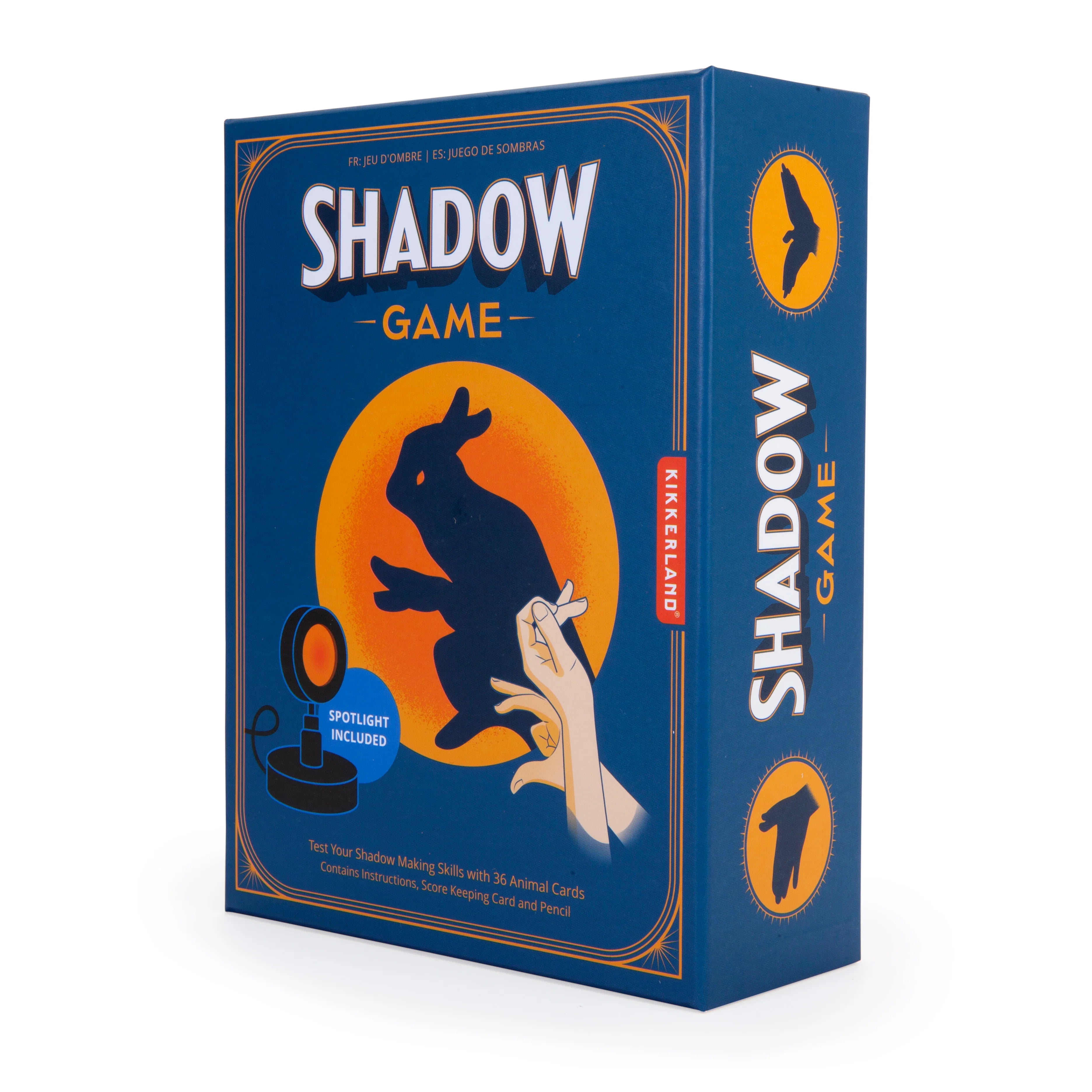 Shadow Game von Kikkerland, kreatives Schattenspiel mit USB-Lampe und Tierkarten für leichte Schattenfiguren und Ratespaß