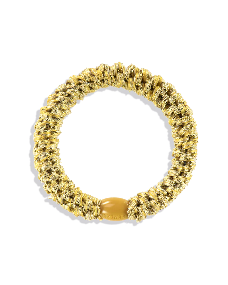 KKNEKKI Haargummi Gold – geflochtenes, festliches Haarband und Haargummi fürs Handgelenk