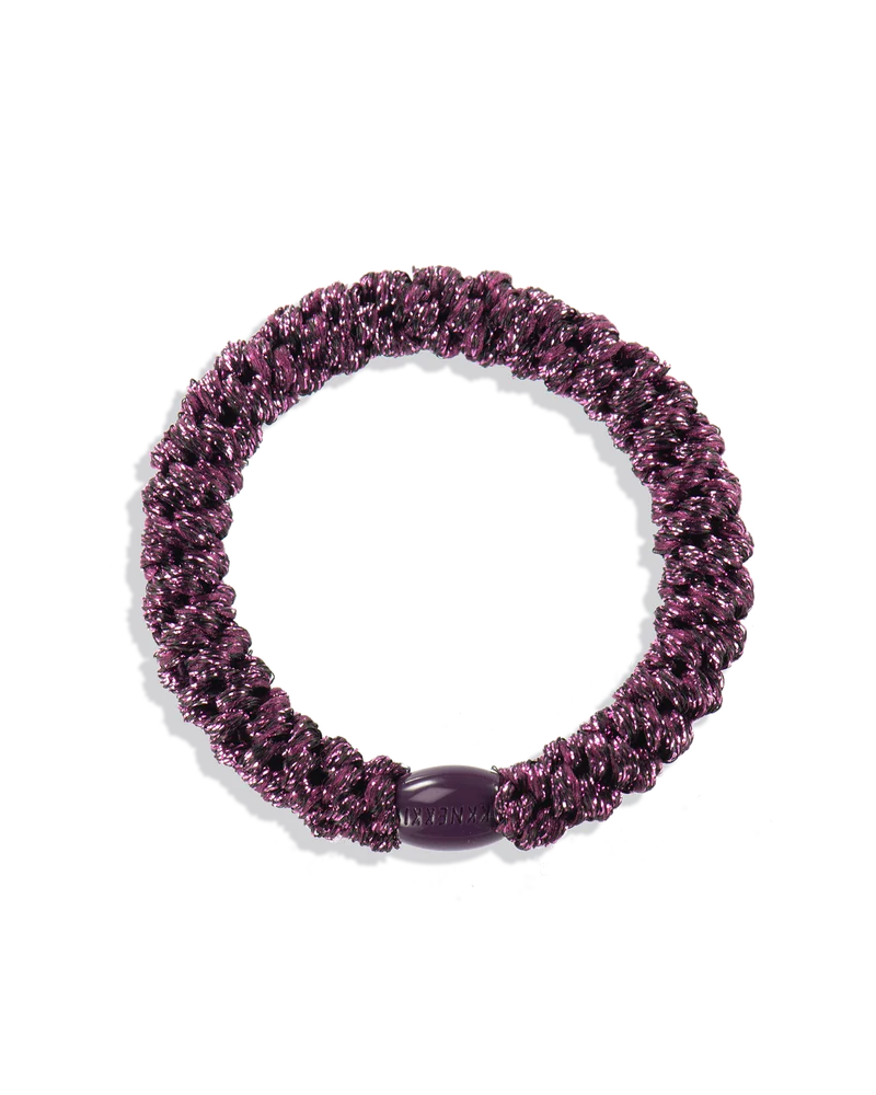 KKNEKKI Cerise Glitter – glitzerndes, geflochtenes Haarband &amp; Haargummi fürs Handgelenk, für lange Haare