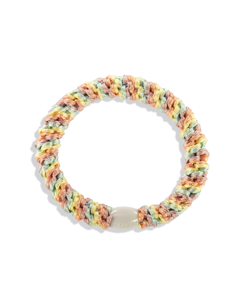 KKNEKKI Haargummi Tutti Frutti – geflochtenes, buntes, wasserfestes Haarband und Armband für Kinder &amp; Damen