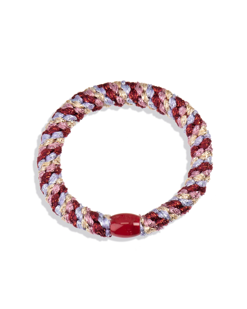 KKNEKKI Haargummi Mix Lavender‑Bordeaux Glitter – farbiges Haarband &amp; Armband