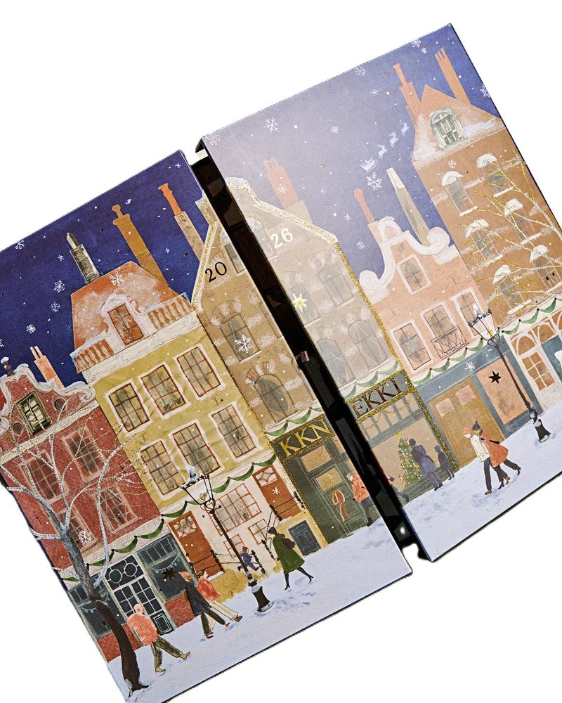 KKNEKKI Adventskalender im nostalgischen Design mit 24 Schubladen und 41 Haargummis