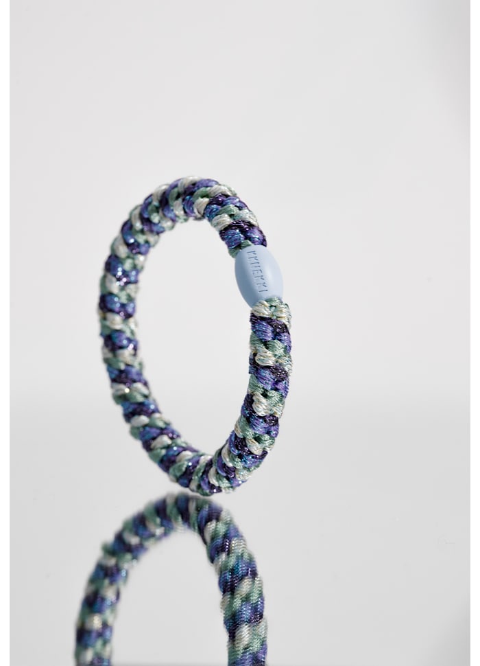 KKNEKKI Haargummi Mix Purple Faded Green Glitter– lila-grünes, geflochtenes Haargummi als trendiges Armband