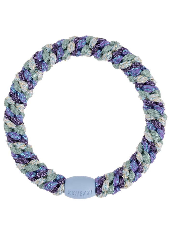 KKNEKKI Haargummi Mix Purple Faded Green Glitter – lila-grünes, geflochtenes Haargummi als trendiges Armband