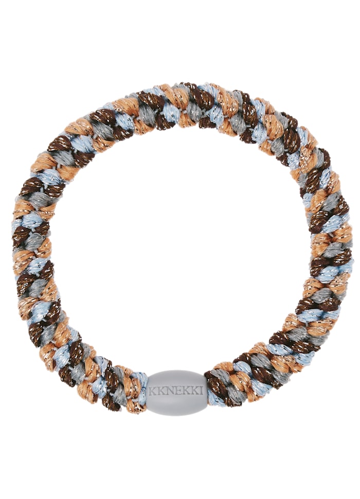 KKNEKKI Haargummi Mix Rosegold Seablue – Detailansicht der kleinen Perle aus recyceltem Kunststoff