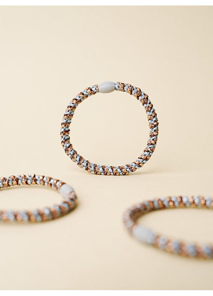 KKNEKKI Haargummi SLIM Mix Rosegold Seablue – schmales, geflochtenes Haargummi in Roségold und Blau