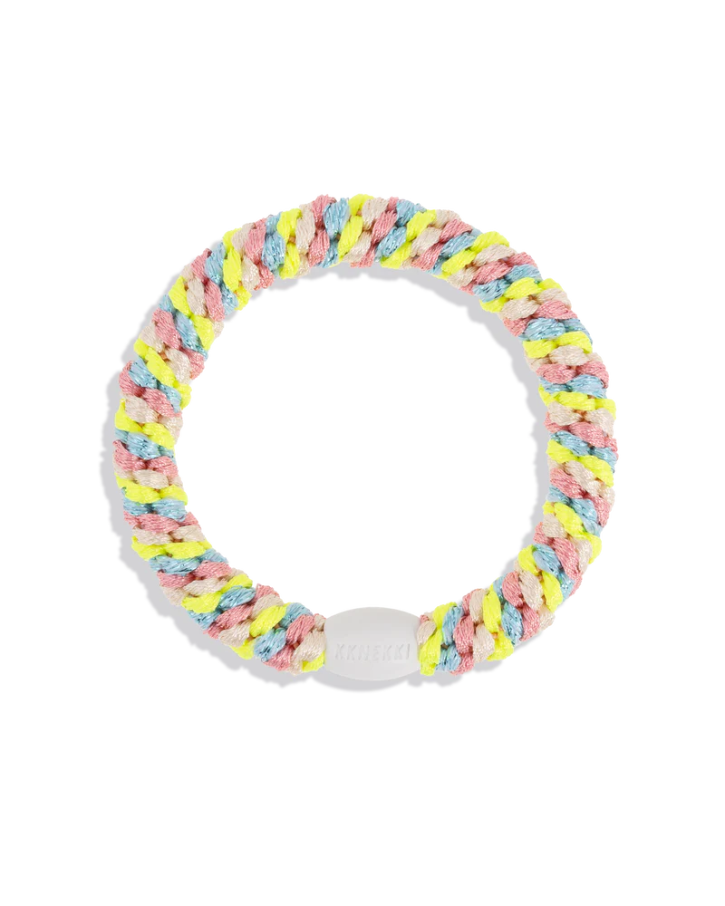 KKNEKKI Haargummi in Mix Neon Pastel, geflochtenes Haarband und Armband für Kinder &amp; Erwachsene