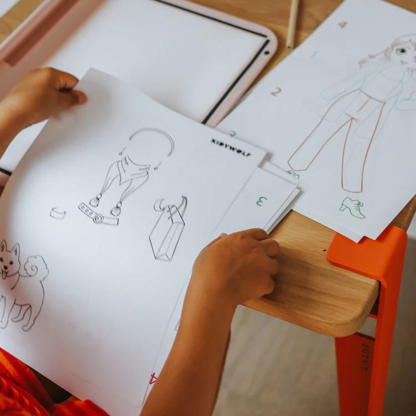 KIDIDRAW-PRO Leuchtende Designtafel Rosa – LED-Zeichenboard für Kinder zum Malen, Nachzeichnen und Modedesign