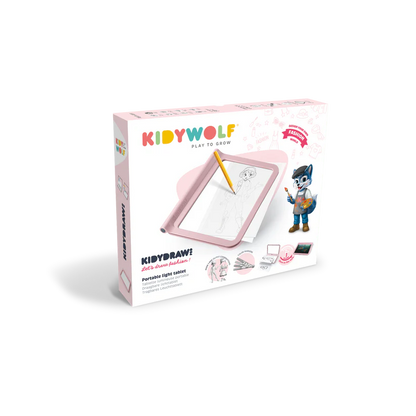KIDIDRAW-PRO Leuchtende Designtafel Rosa – LED-Zeichenboard für Kinder zum Malen, Nachzeichnen und Modedesign